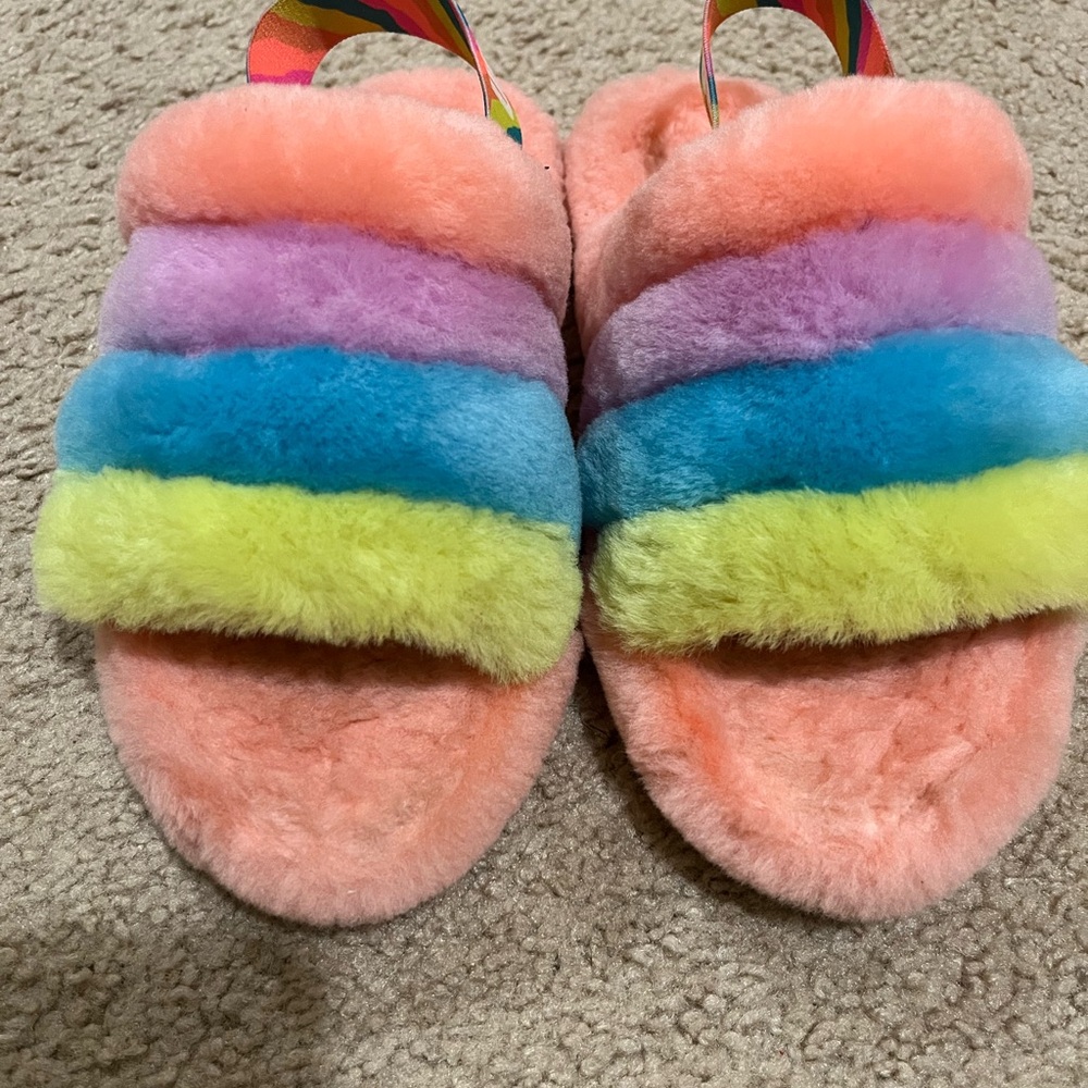 UGG Multicolor Fluffy Kids Slippers